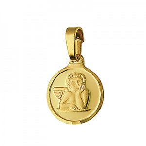 Yellow Gold Guardian Angel Medallion