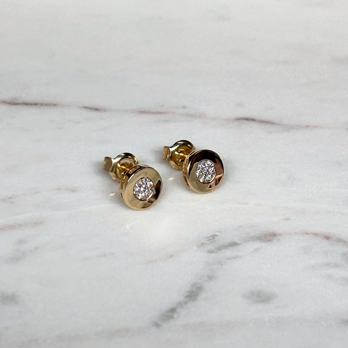 Pave Logo Studs Gold