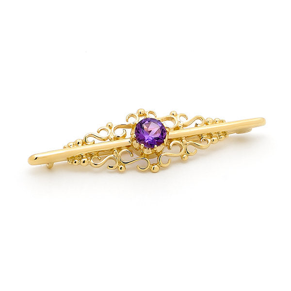 Amethyst and Gold Brooch