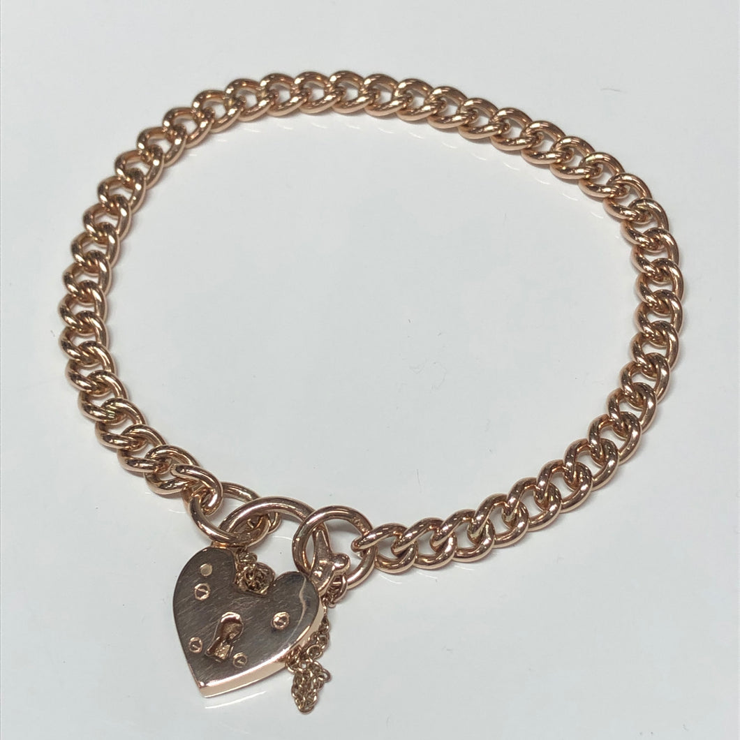 9ct Rose Gold Padlock Bracelet