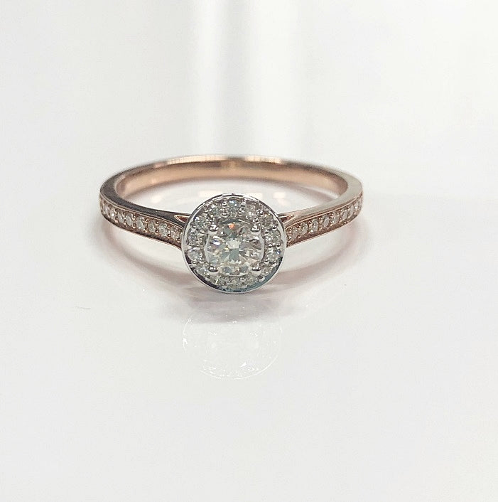 Rose and White Gold Round Halo