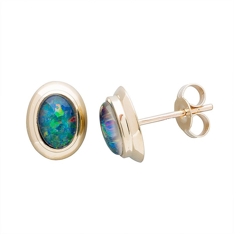Bezel set Opal Earrings
