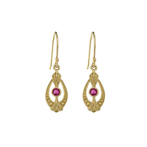 Yellow Gold and Ruby Earrings