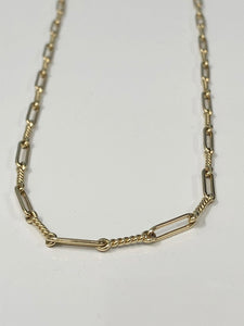 Yellow Gold Paperclip Link and Twist Link Chain
