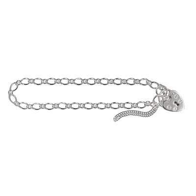 Figaro Link Bracelet with Heart Padlock