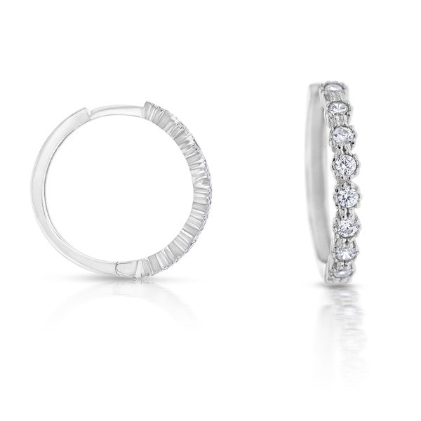 9ct White Gold 'Posie' Hoops