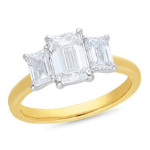 Load image into Gallery viewer, Emerald Cut Trilogy Ring
