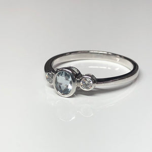 Aquamarine and Diamond Ring
