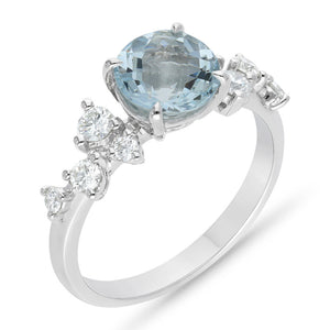 Aquamarine and Diamond Ring