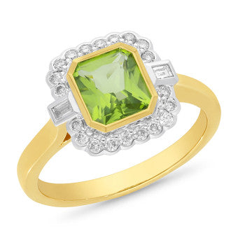 Peridot and Diamond Ring