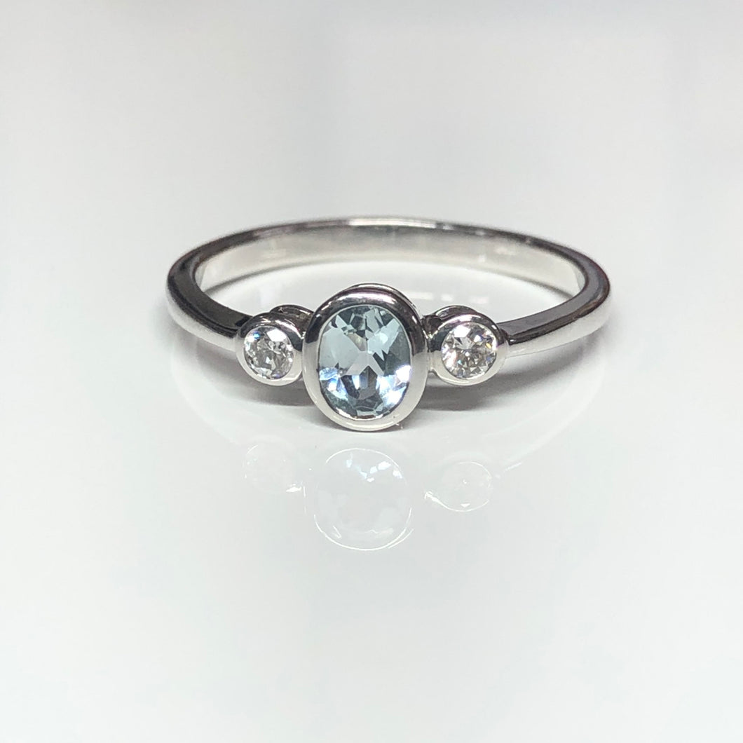 Aquamarine and Diamond Ring