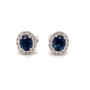 Sapphire and Diamond Cluster Earrings