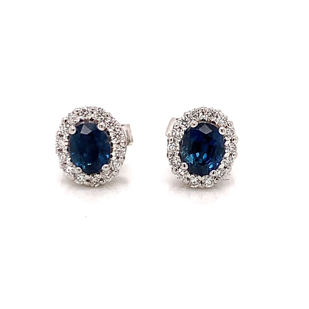 Sapphire and Diamond Cluster Earrings