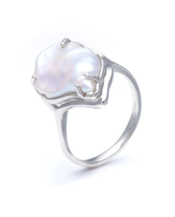 Sterling Silver Keshi Pearl Ring