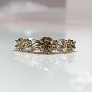 Champagne and White Diamond Ring
