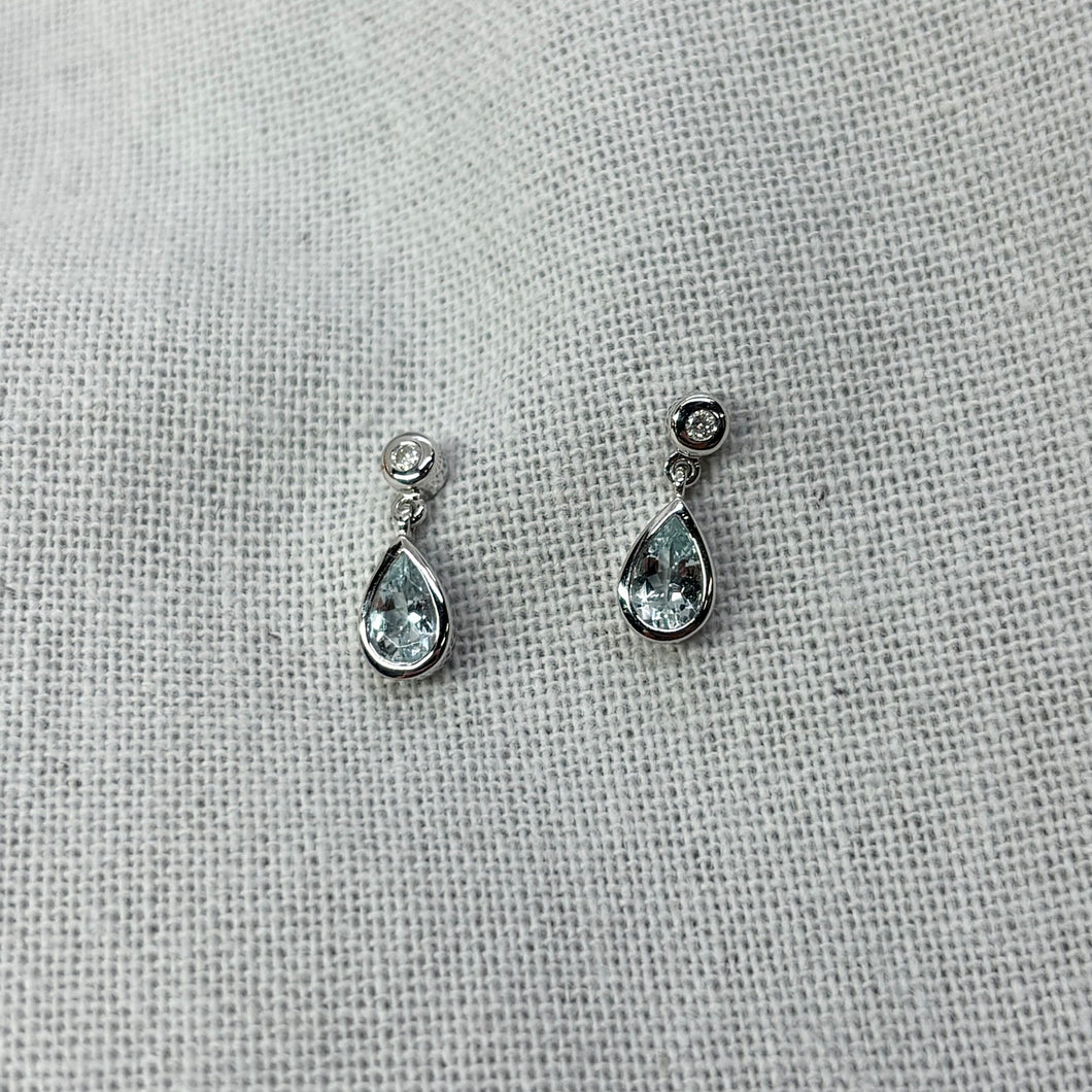 Aquamarine and Diamond Earrings