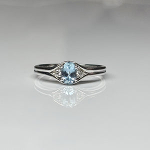 Aquamarine and Diamond Ring