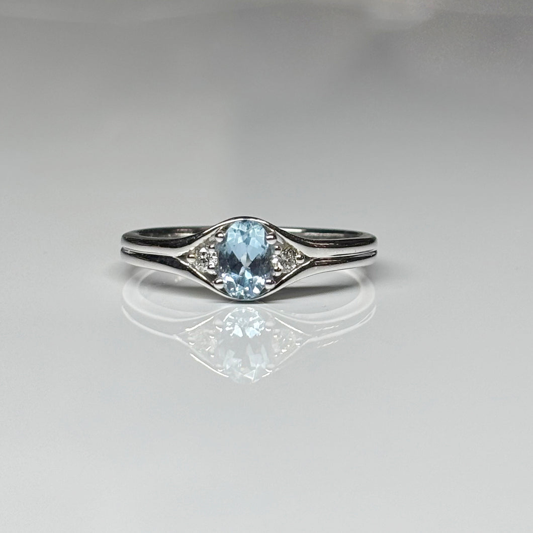 Aquamarine and Diamond Ring