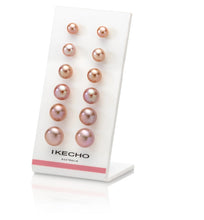 Load image into Gallery viewer, Button Shaped Pink Pearl Earrings (Sterling Silver)
