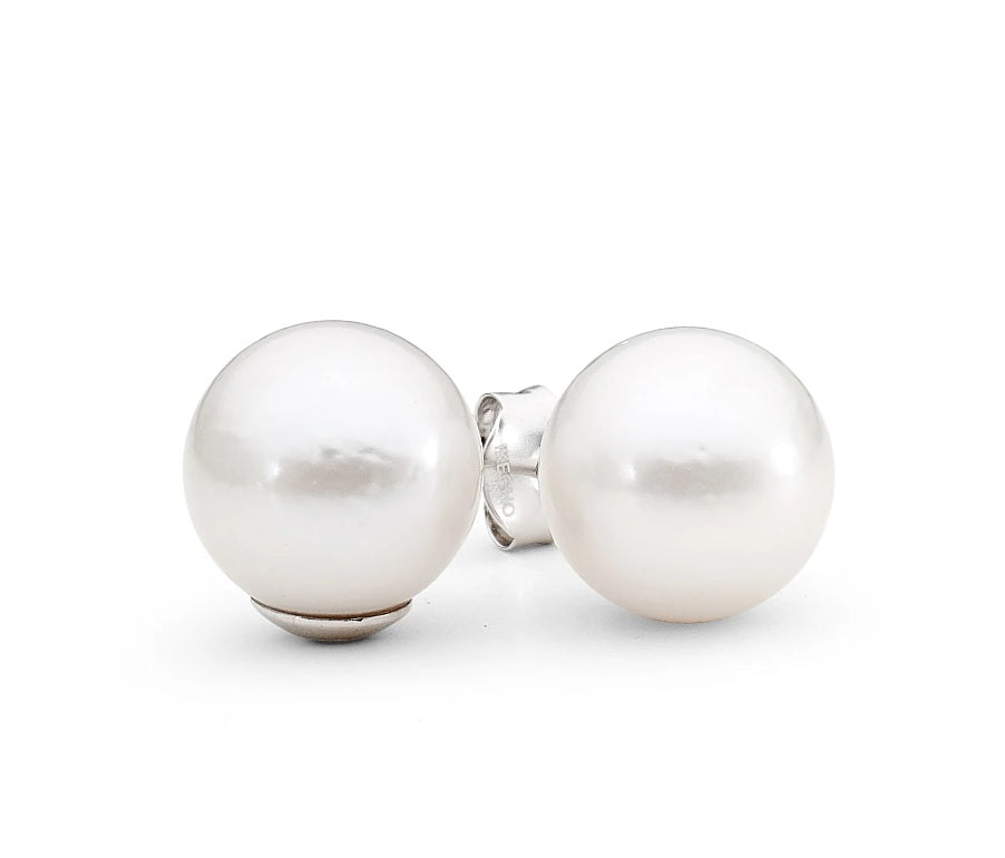 Round Pearl Earrings (Sterling Silver)