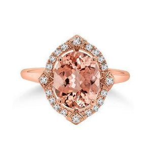 Oval Morganite and Diamond Ring