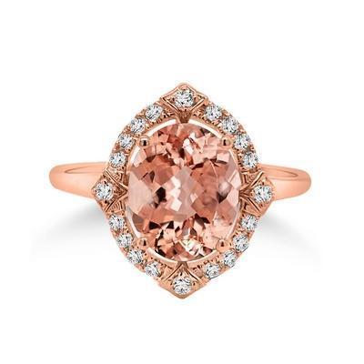 Oval Morganite and Diamond Ring