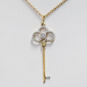 Yellow Gold and Diamond Key Pendant