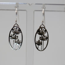 Load image into Gallery viewer, Oval Drop Earrings with Flower Print

