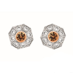 Cognac Diamond Stud Earrings