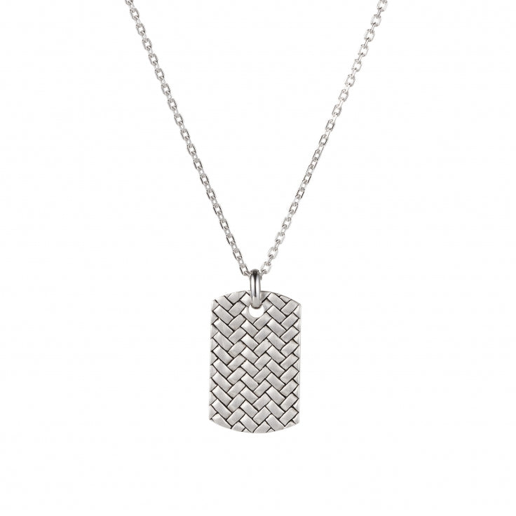 Sterling Silver Woven Dogtag Pendant