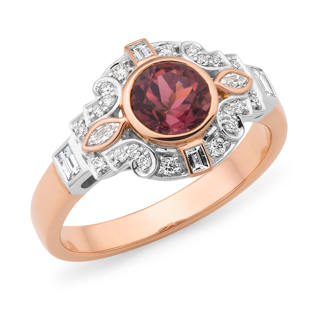 Rose Gold and Rhodalite Garnet Ring