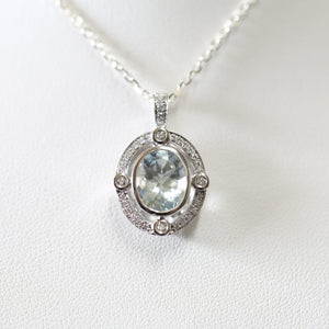 Large Aquamarine and Diamond Pendant
