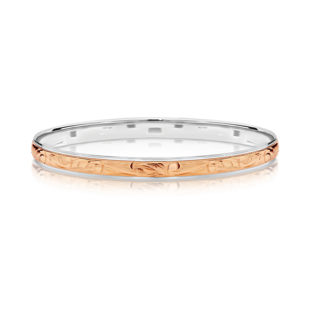 Rose Gold and Sterling Silver Bangle