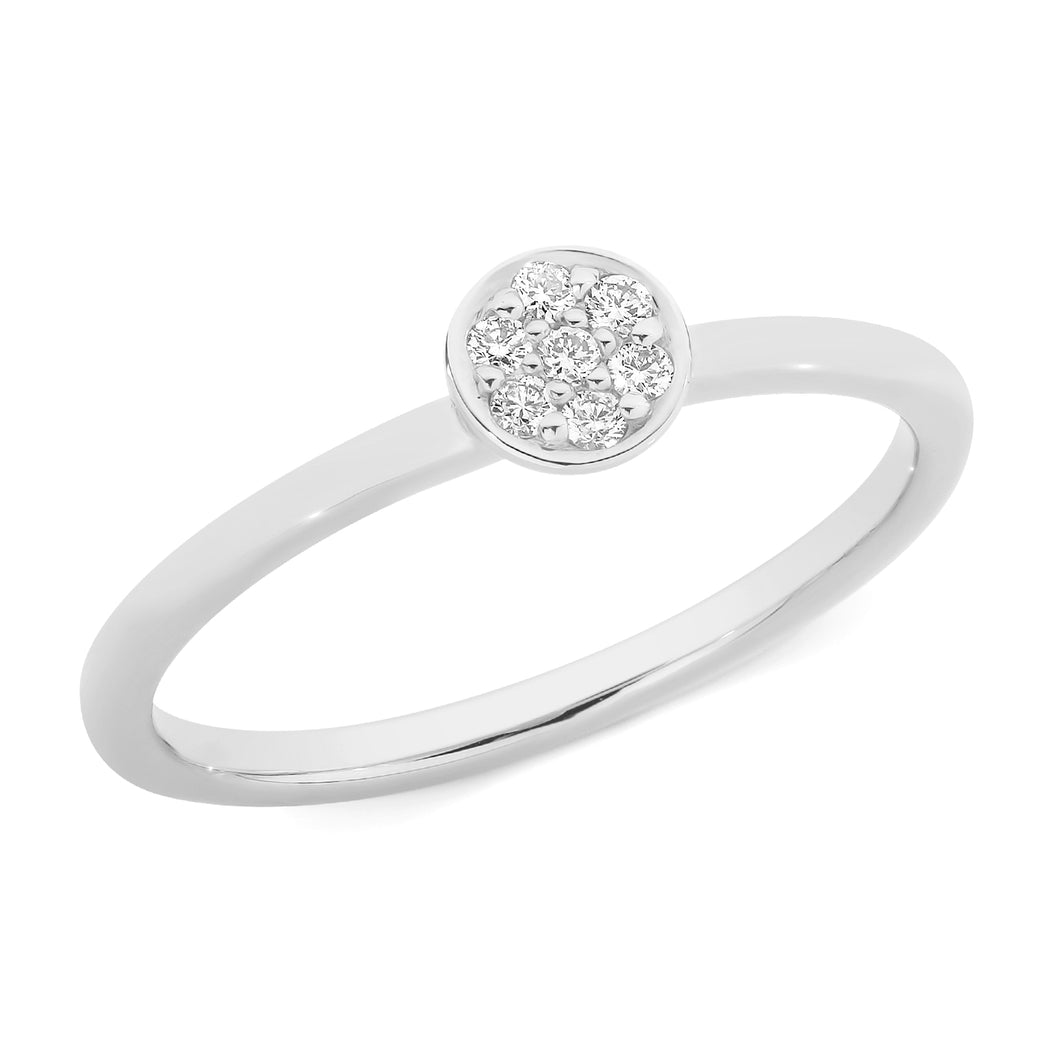 White Gold and Diamond Dot Ring