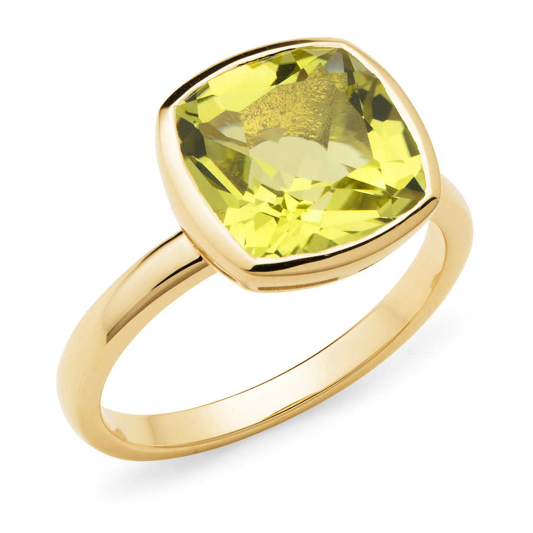 Yellow Gold and Lemon Quartz Ring