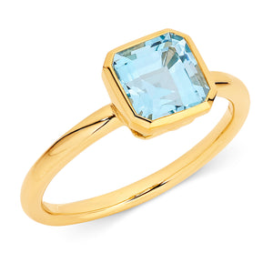 Yellow Gold and Blue Topaz Ring