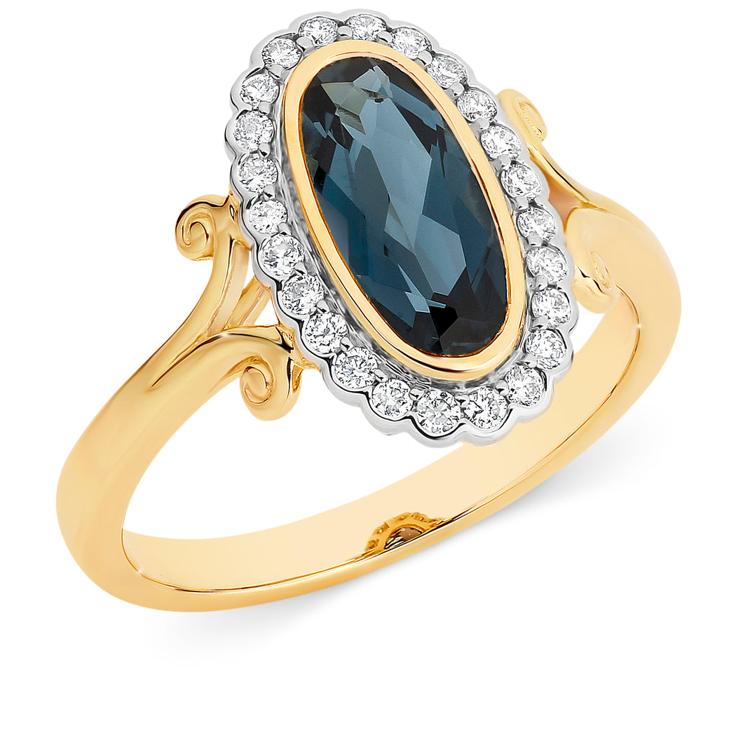 London Blue Topaz and Diamond Ring