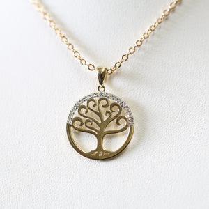 Yellow Gold and Diamond Tree of Life Pendant