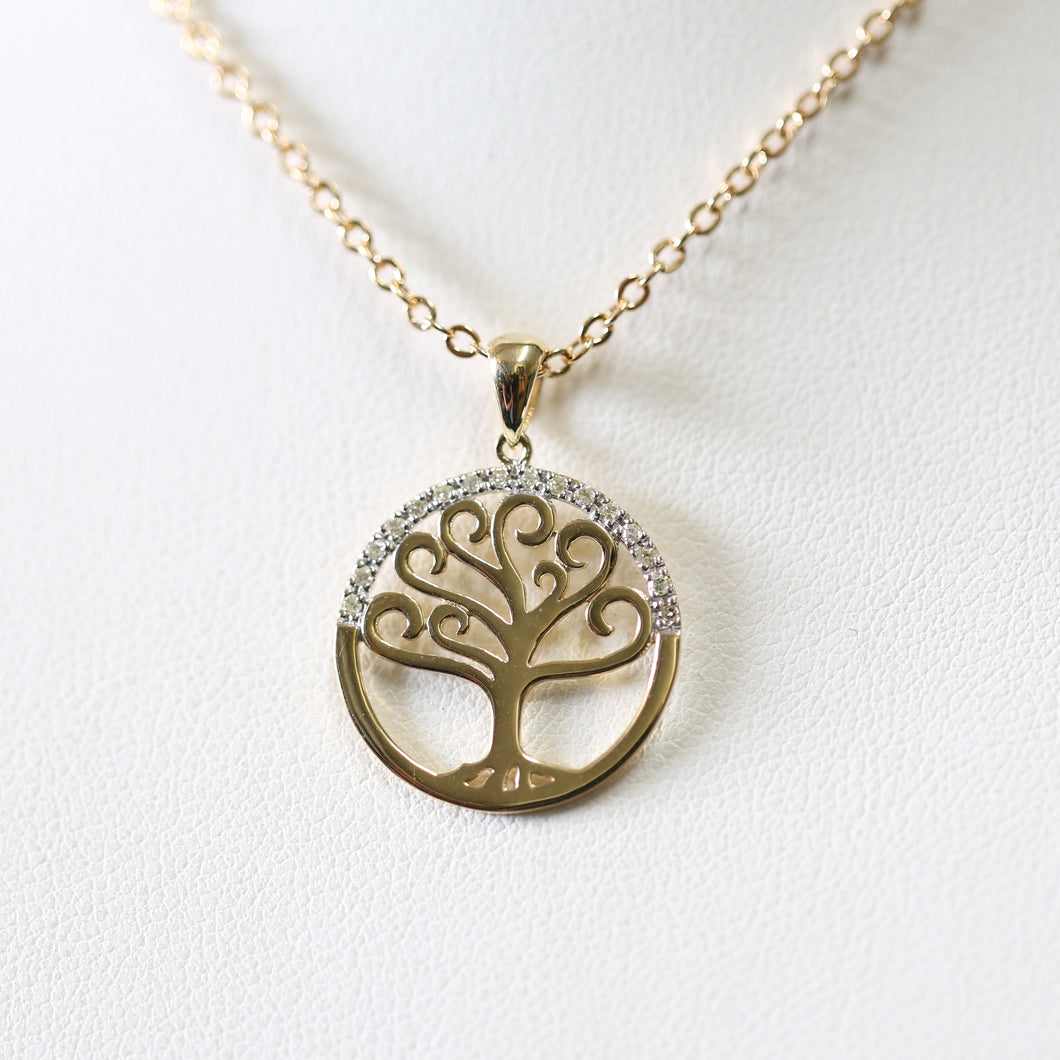Yellow Gold and Diamond Tree of Life Pendant