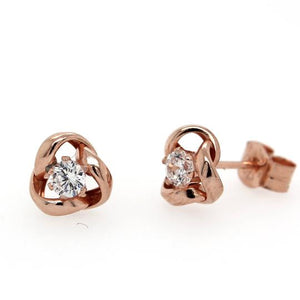 Rose Gold and CZ Twist Studs