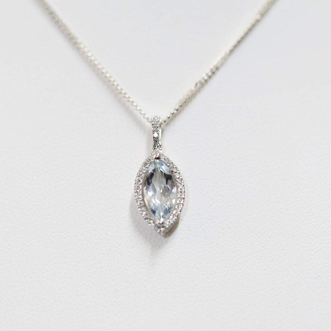 White Gold and Aquamarine Pendant