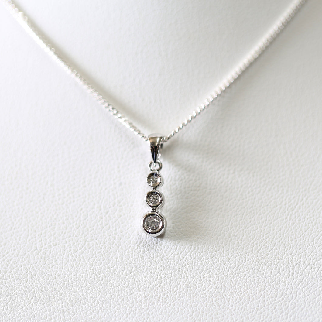 White Gold Triple Bezel Diamond Pendant