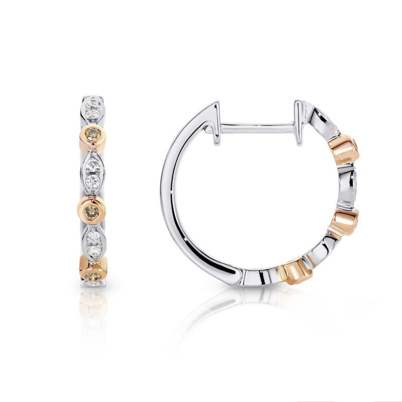 Huggie Earrings set with Cognac Diamonds