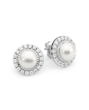 Load image into Gallery viewer, Sterling Silver Freshwater Pearl Studs with removable halo
