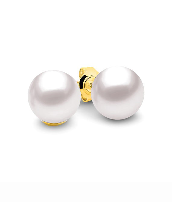 9ct Yellow Gold and Freshwater Pearl Stud Earrings