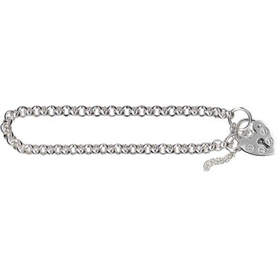 Round Belcher Link Bracelet with Heart Padlock