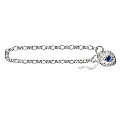 Padlock Style Bracelet with Dark Blue Stone