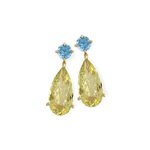 Blue Topaz and Lemon Quartz Earrings
