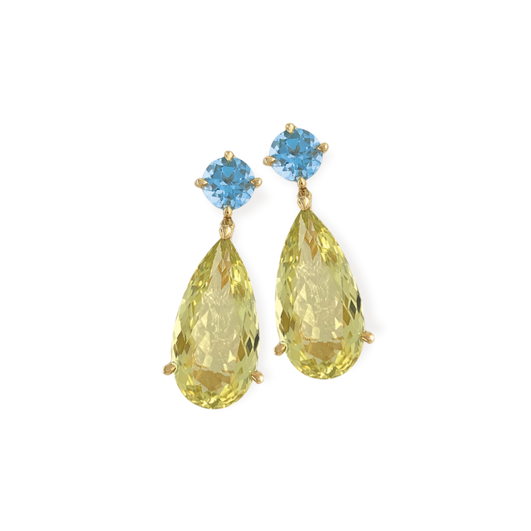 Blue Topaz and Lemon Quartz Earrings