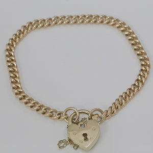 9ct Yellow Gold Curb Link Padlock Bracelet